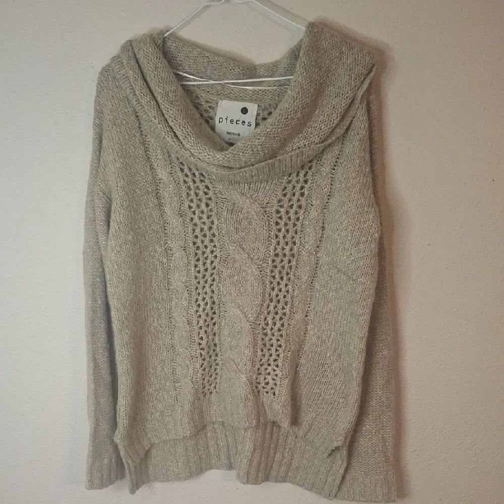 Kensie Pieces Women's Knit Cowl Neck Sweater - Beige size large